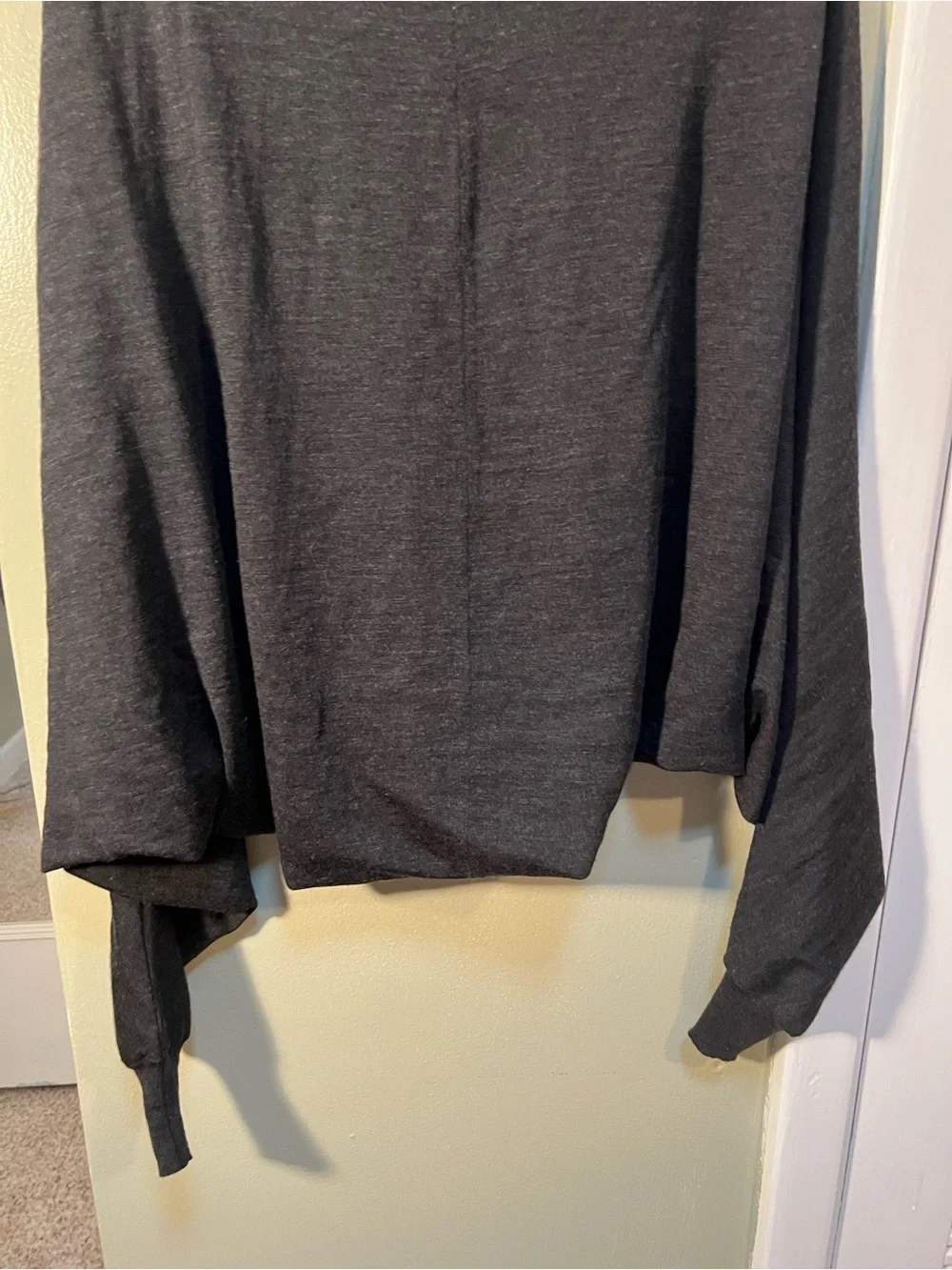 Women’s Size Small Open Front Circle Cardigan Sweater Dark Gray 100% Wool Italy